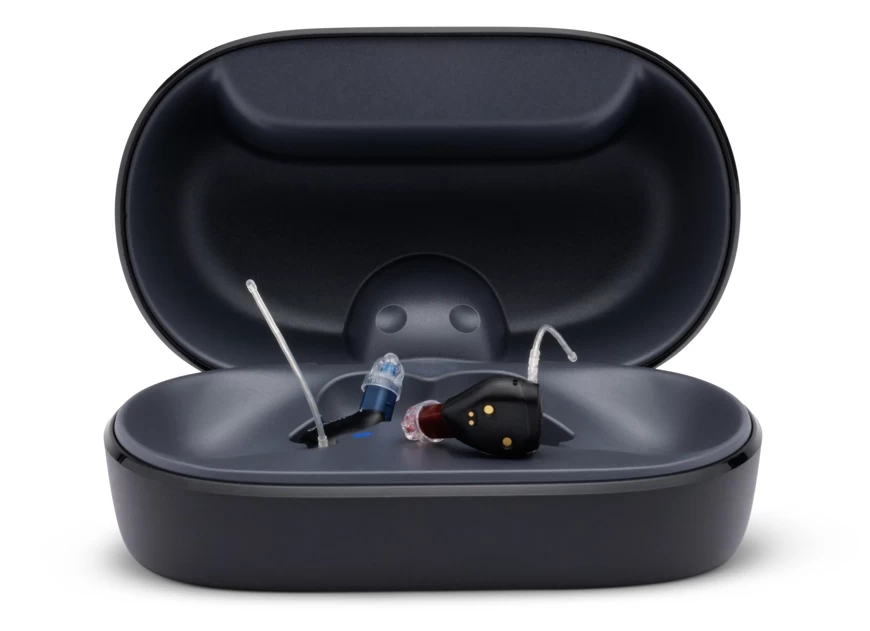 oticon zeal devices sitting in the charger